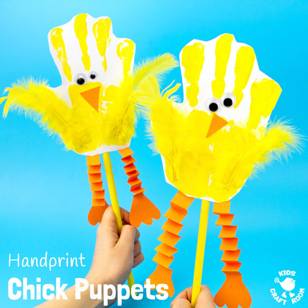 Handprint Chick Puppets Kids Craft Room