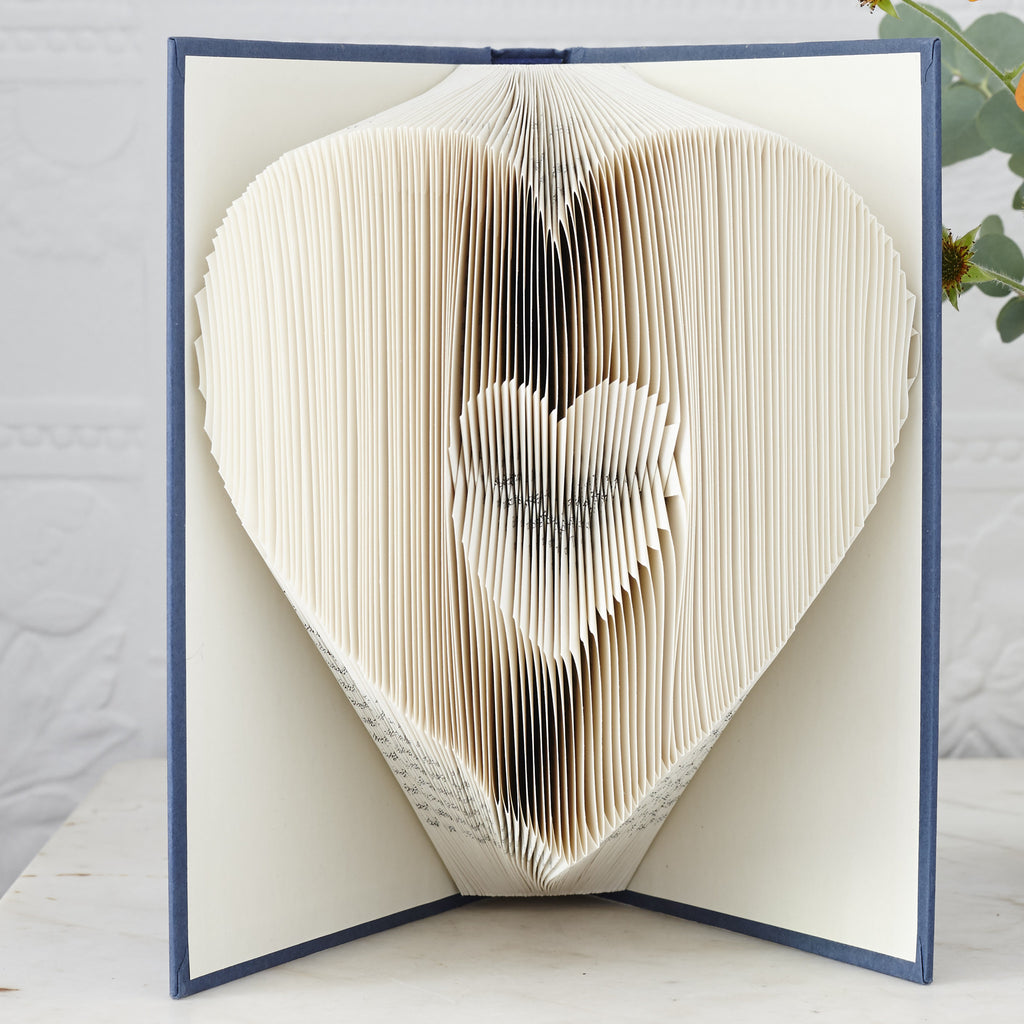 Heart shaped book art sculpture