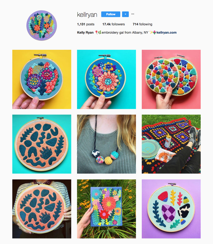Kelly Ryan Embroidery Instagram Feed