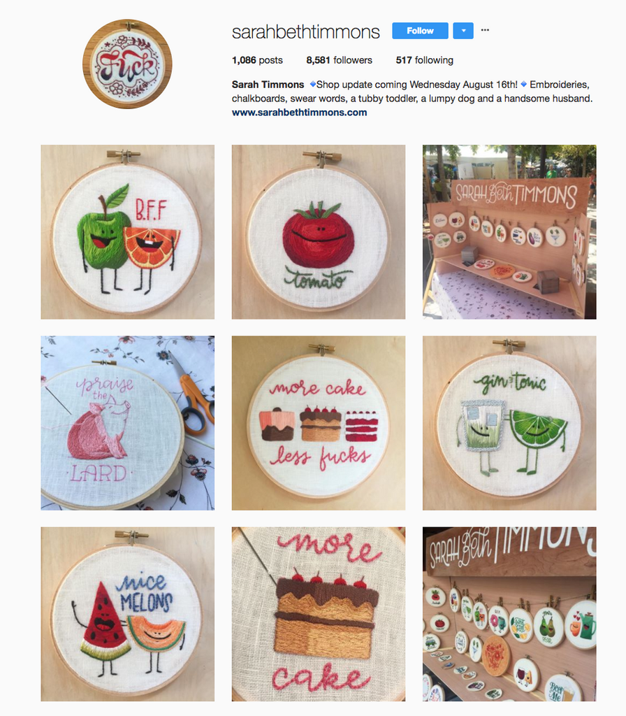 Sarah Timmons Embroidery Instagram Feed