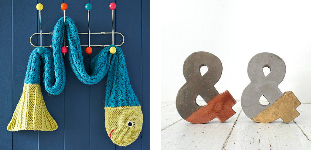 Snake scarf and concrete ampersand craft ideas