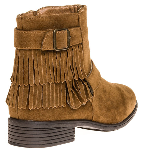 See More Colors & Sizes Sara Z Ladies Faux Suede Boot with Fringe and Buckles