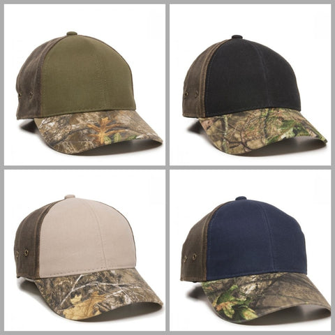 HPT-200 Brushed Twill Hat with Camo Visor