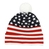 Red, White and Blue Beanie with Pom