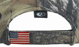 Back of hat with American Flag on Velcro like closure