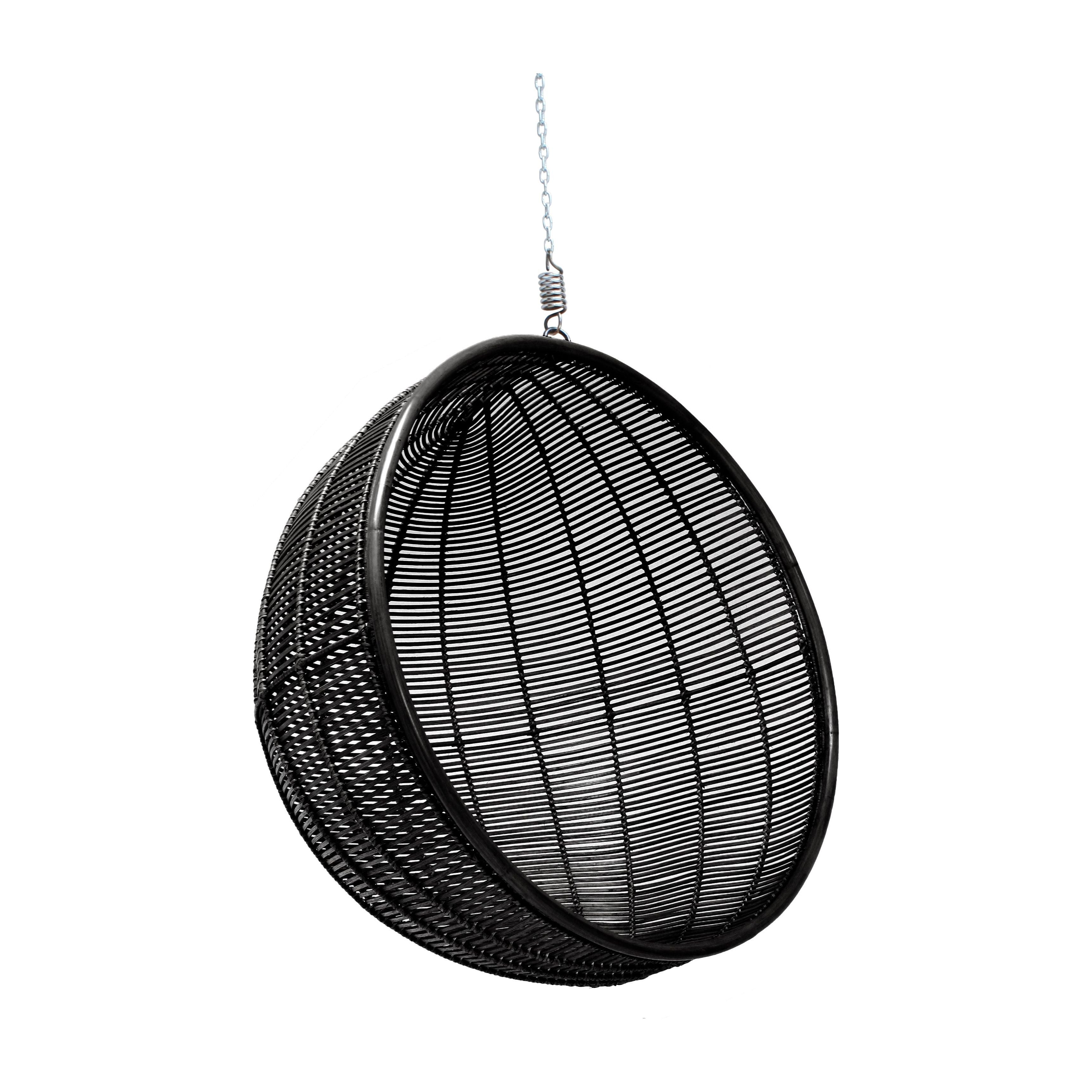 black hanging rattan chair