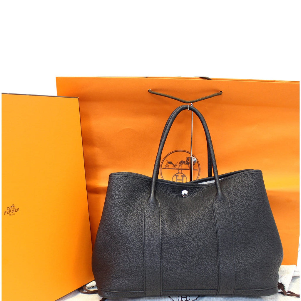 HERMES Garden Party 30 Black Leather Tote BagUS