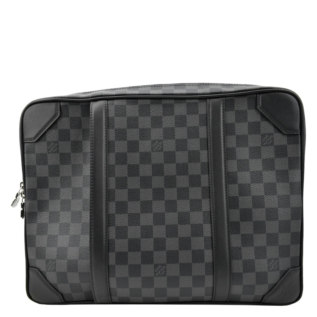 hulp in de huishouding Verbaasd Schrijfmachine Louis Vuitton Damier Graphite Briefcase Backpack Bag