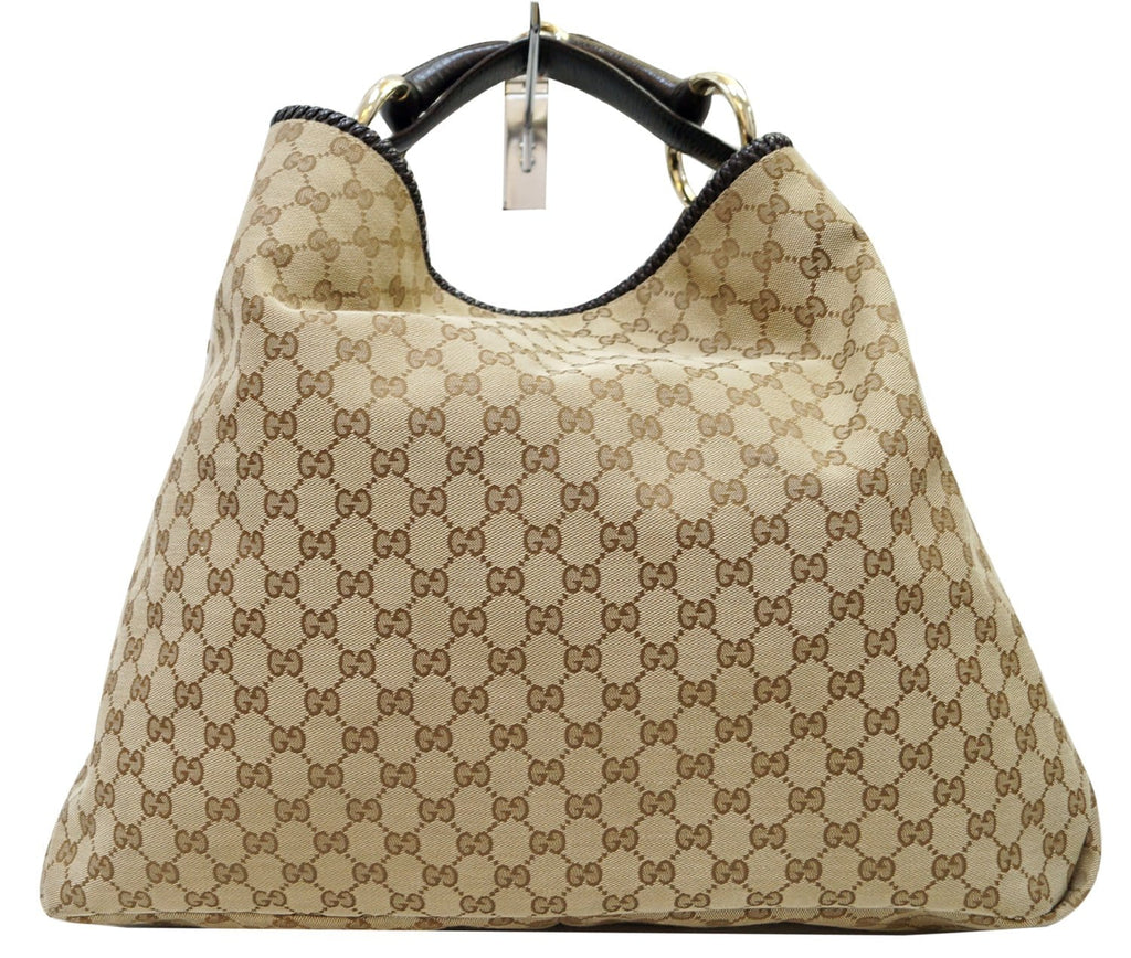 GUCCI GG Canvas Horsebit Large Hobo Bag 