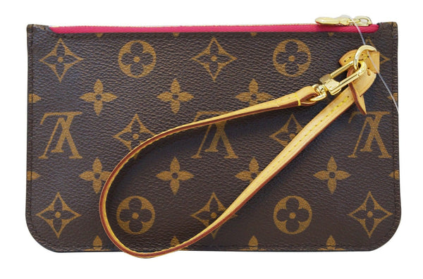 LOUIS VUITTON Neverfull MM Monogram Canvas Pochette Wristlet Pouch Bro