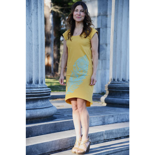 mustard yellow dress with sleeves