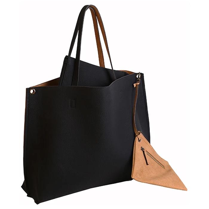 reversible vegan leather tote