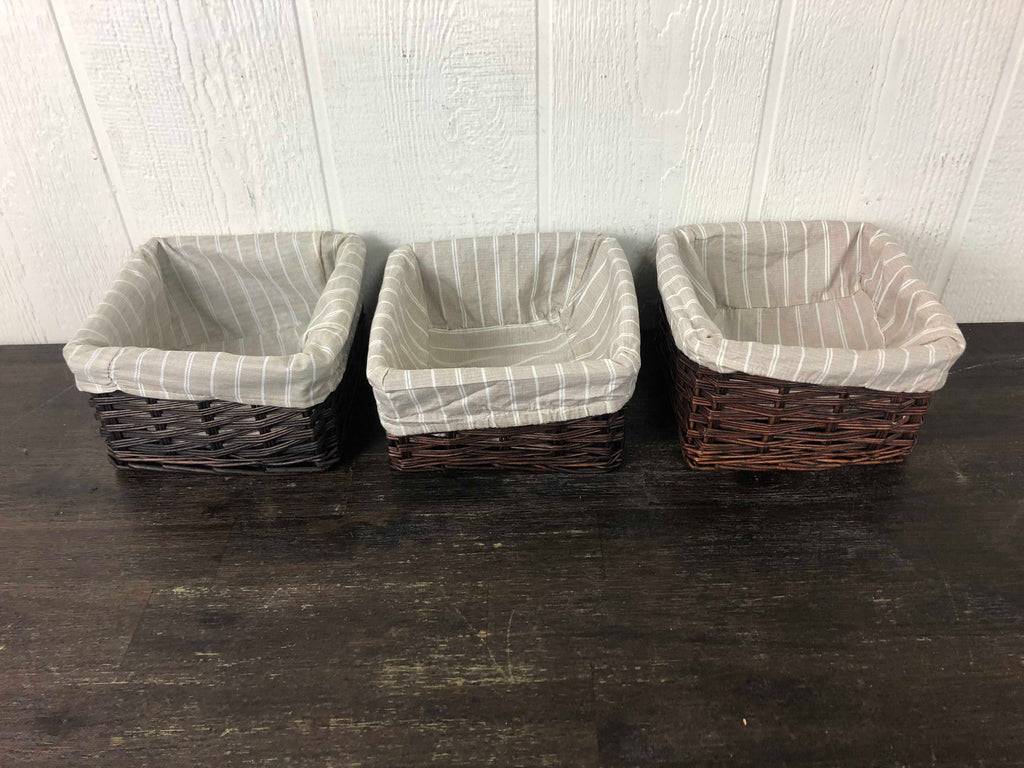 Fabric Lined Baskets, Set of 3