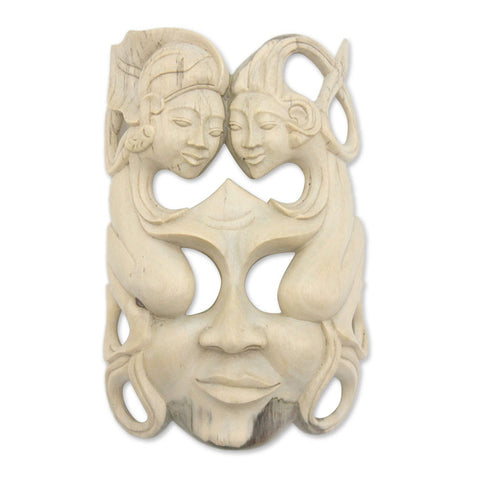 Hibiscus wood wall mask - Latitudes Décor 
