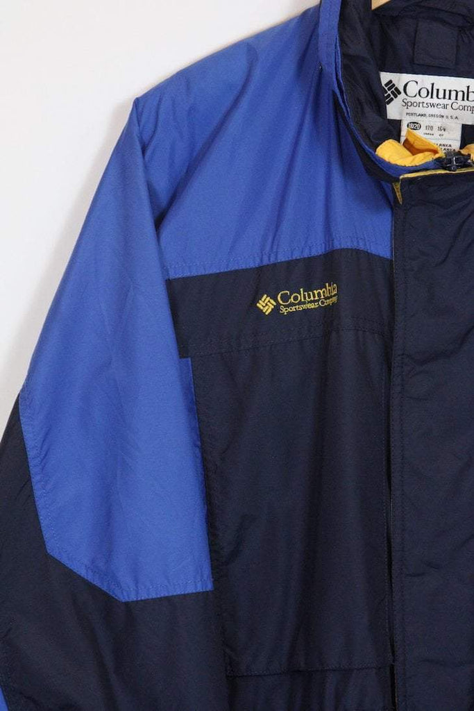 blue columbia windbreaker