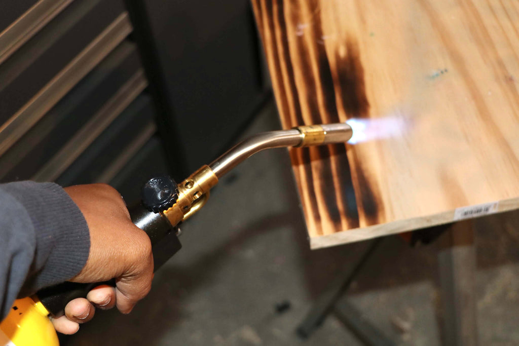 Bernzomatic Torch Kit burning wood