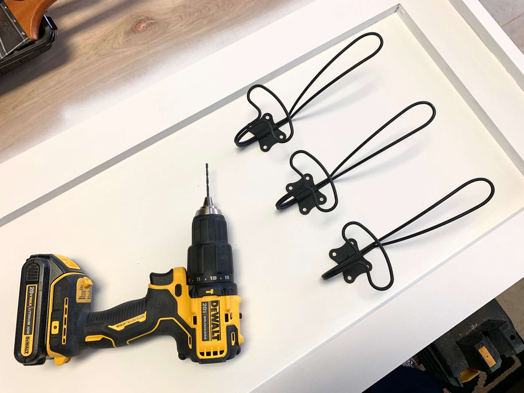 Coat Hooks on a Hall Tree Bench with a DEWALT Atomic Hammer Drill