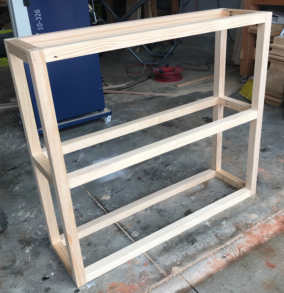 DIY Industrial console cart for the home entryway featuring caster wheels