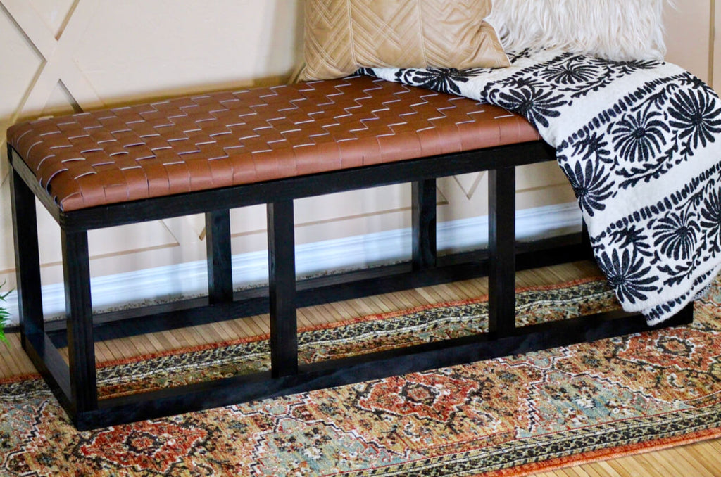 DIY Leather Woven Bench