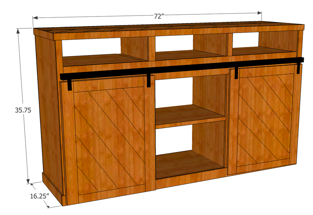 DIY Sliding Barn Door TV Console for the home living room - Free woodworking Plans