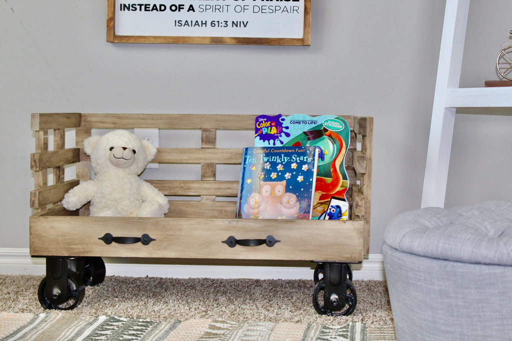 DIY toy cart with an industrial restoration hardware finish