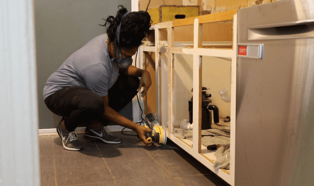 Sanding Down cabinets with a orbital sander