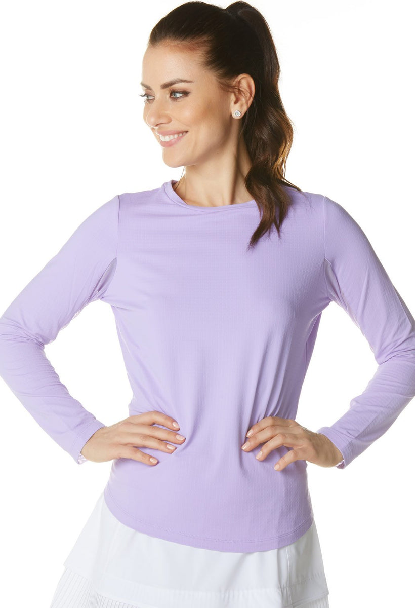 Ibkul Long Sleeve Crew Neck Sun Shirt: Lavender | SPF 50 – Peanuts and Golf