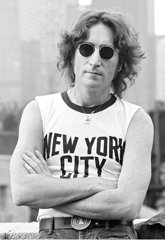 Musician John Lennon shortly before his death in his New York City apartment rooftop. Photo taken by Bob Gruen's 