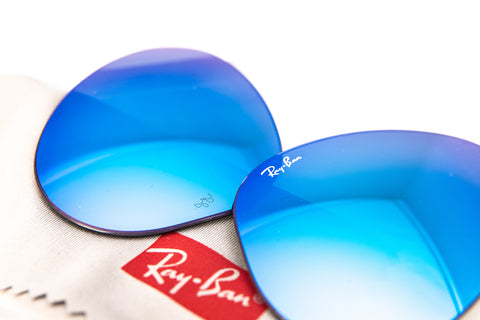 Blue Ray-Ban lenses with the Ray-Ban cleaning cloth
