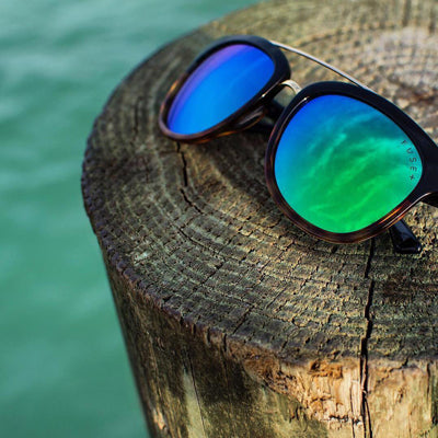 Blue-green mirrored polarized Fuse plus sunglasses.