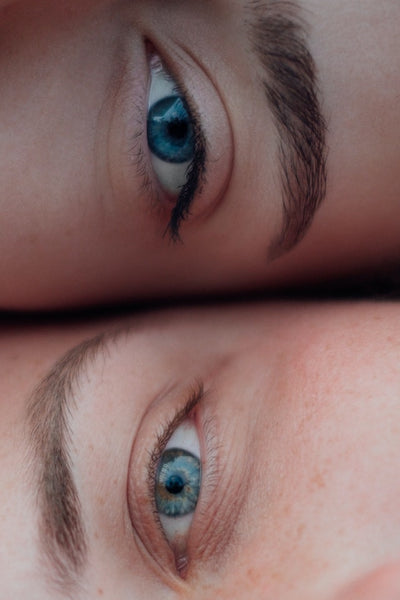 Up close of two blue eyes side by side