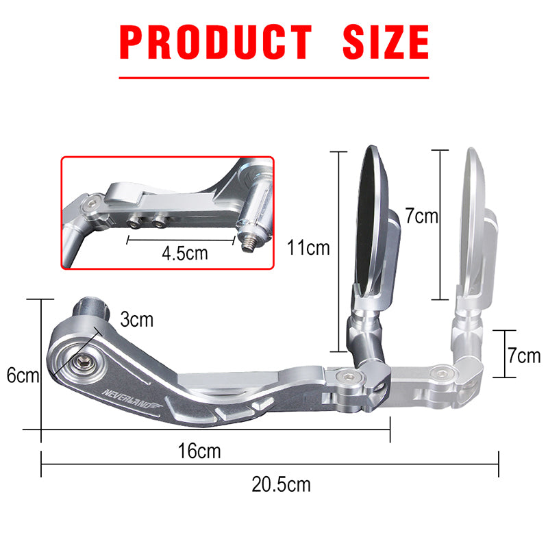 Neverland Motorcycle 7/8'' 22mm Alu Rear View Side Mirror Handle Bar End Silver