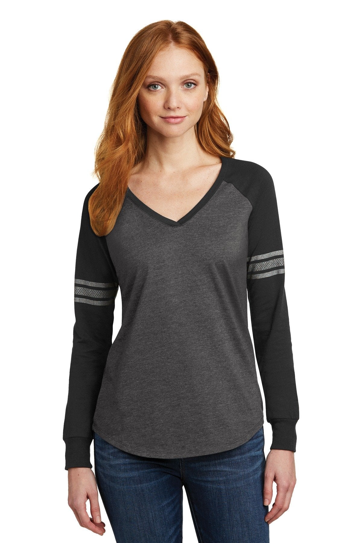 District Made DM477 - Ladies Game Long Sleeve V-Neck Tee