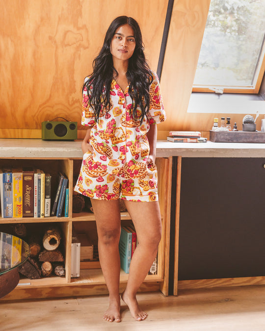 Waffles in Bed - Short Sleep Set - Cloud - Printfresh