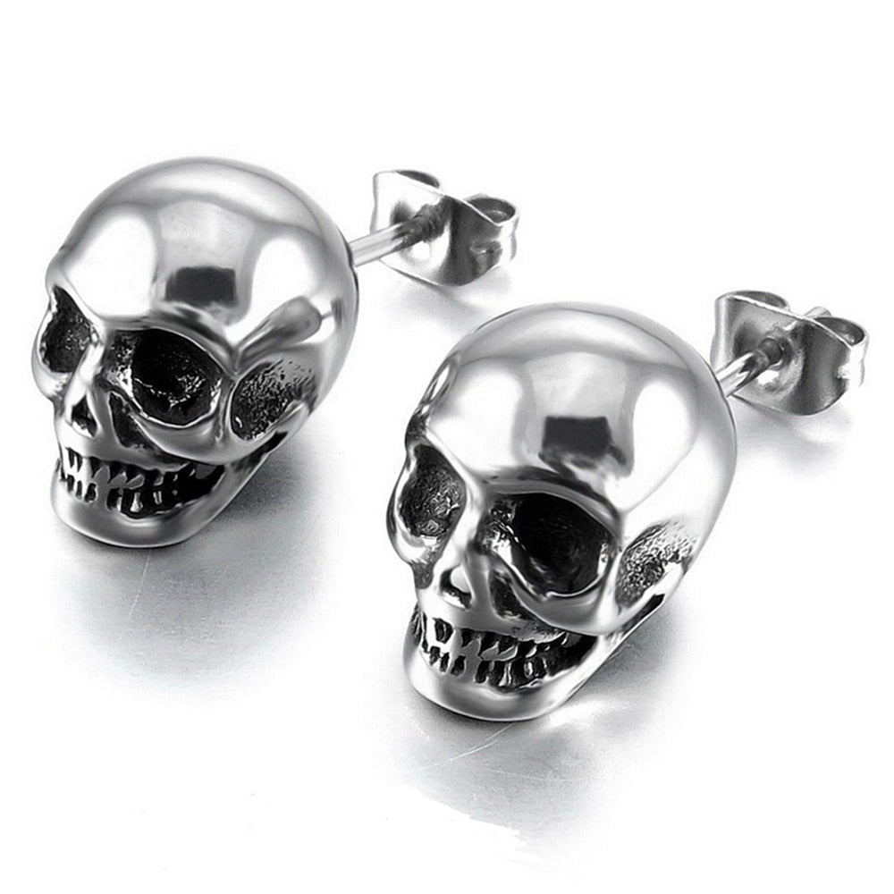 Silver Skull Stud Earrings – ikshophier.com