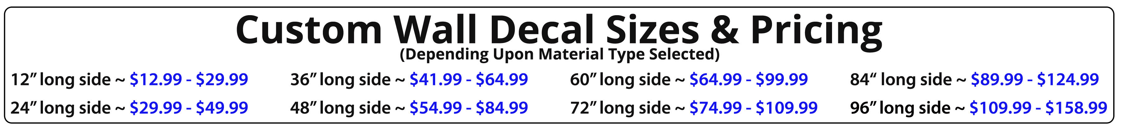 Wallhogs Custom Wall Decal Sizes & Pricing