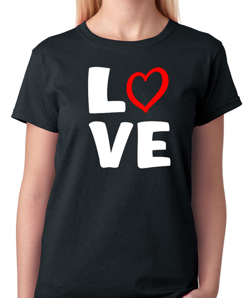 black t shirt with red heart