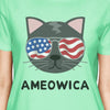 Ameowica Womens Mint Graphic Cotton T-Shirt Cute Cat Lover Tee