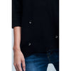 Asymmetric embellished black sweater