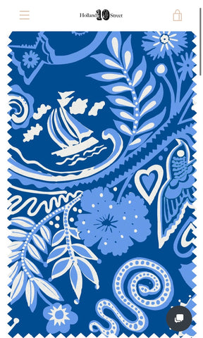 10 Holland Street Park Life textile print linen Blue boats and butterflies