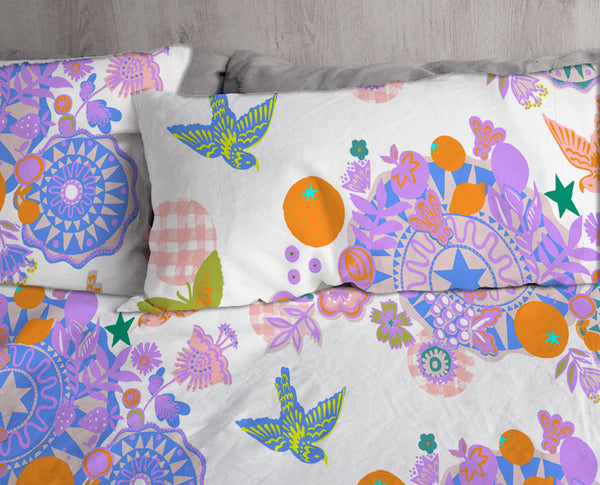 10 Holland Street Bedding Life's a Picnic. Linen bed cover Print Birds 