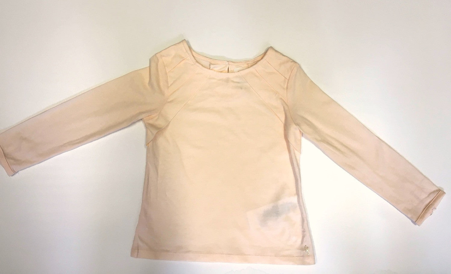 Pink Long-Sleeved Tee With Pleat Detail