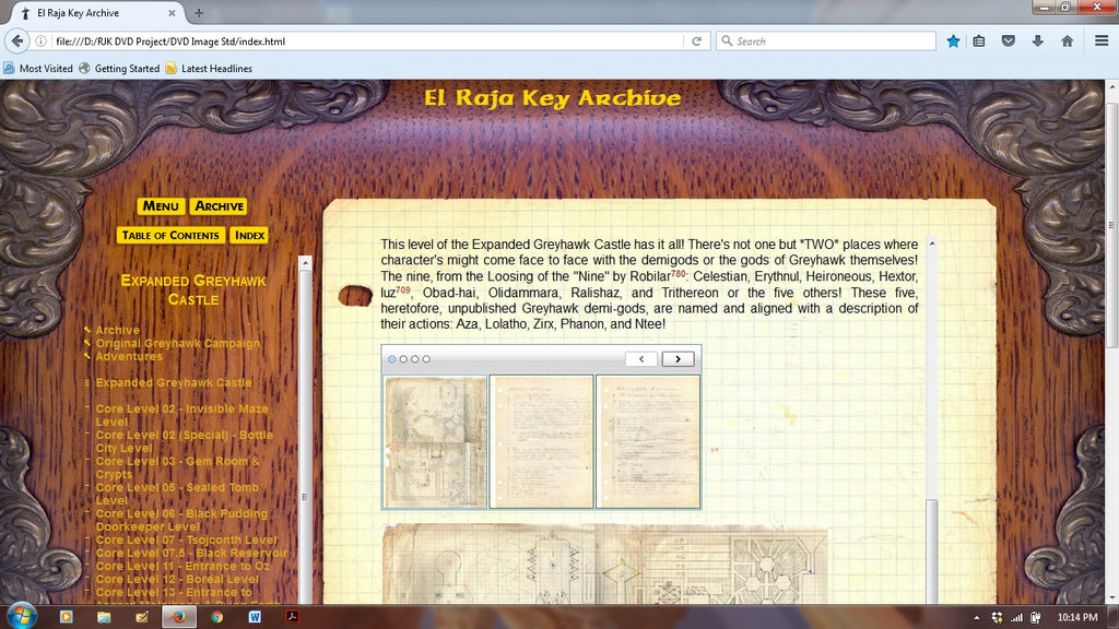 Screen Capture of operating El Raja Key Archive