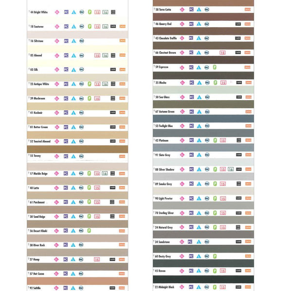 Laticrete Permacolor Color Chart