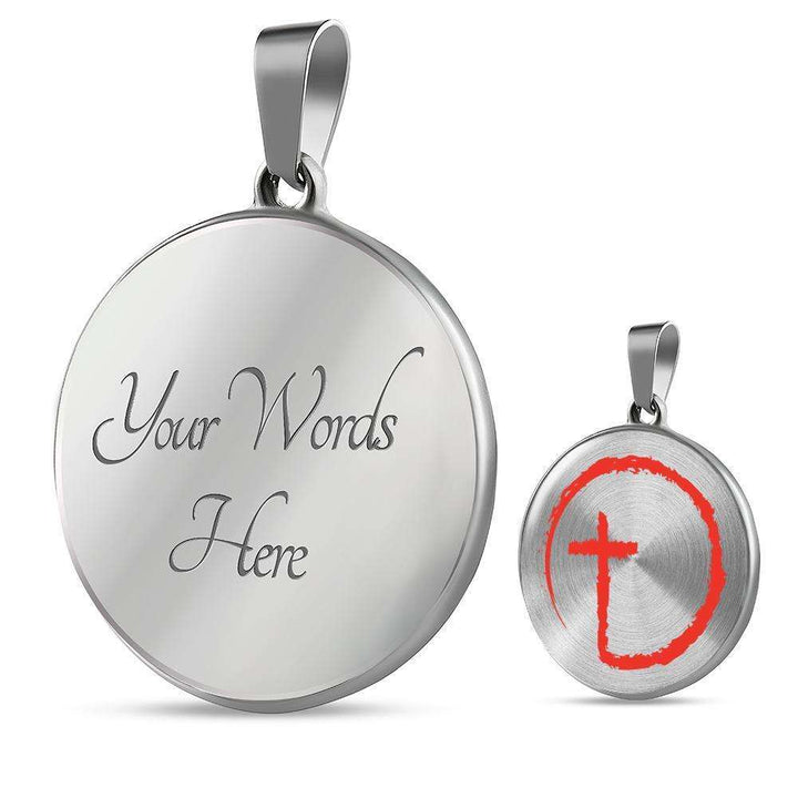 Designs by MyUtopia Shout Out:Abstract Cross Circle Keepsake Engrave-able Circle Necklace,Silver / Yes,Necklace