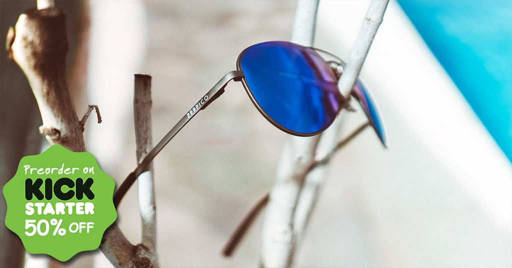 Titan titanium aviator sunglasses with changeable lenses on kickstarter.