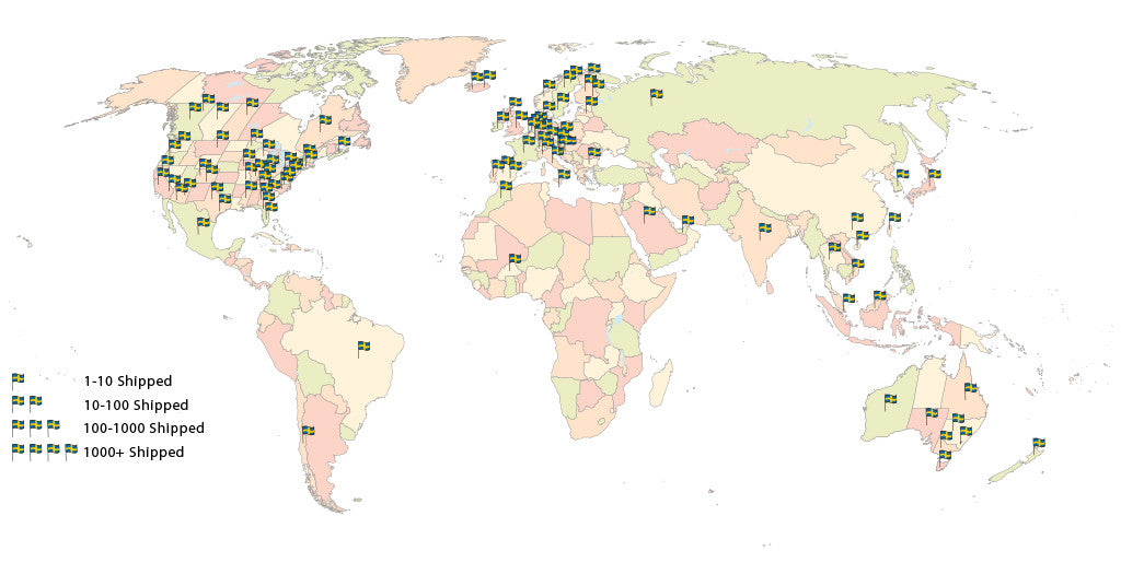 Map of Zerpico happy customers around the world