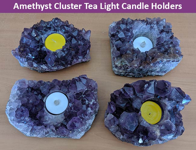 amethyst cluster candle holders natural