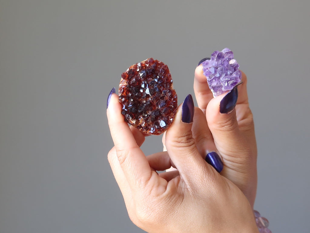 heated amethyst citrine and raw cluster cabochons