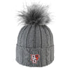 Ladies BGSU Knit Beanie with Faux Fur Pom